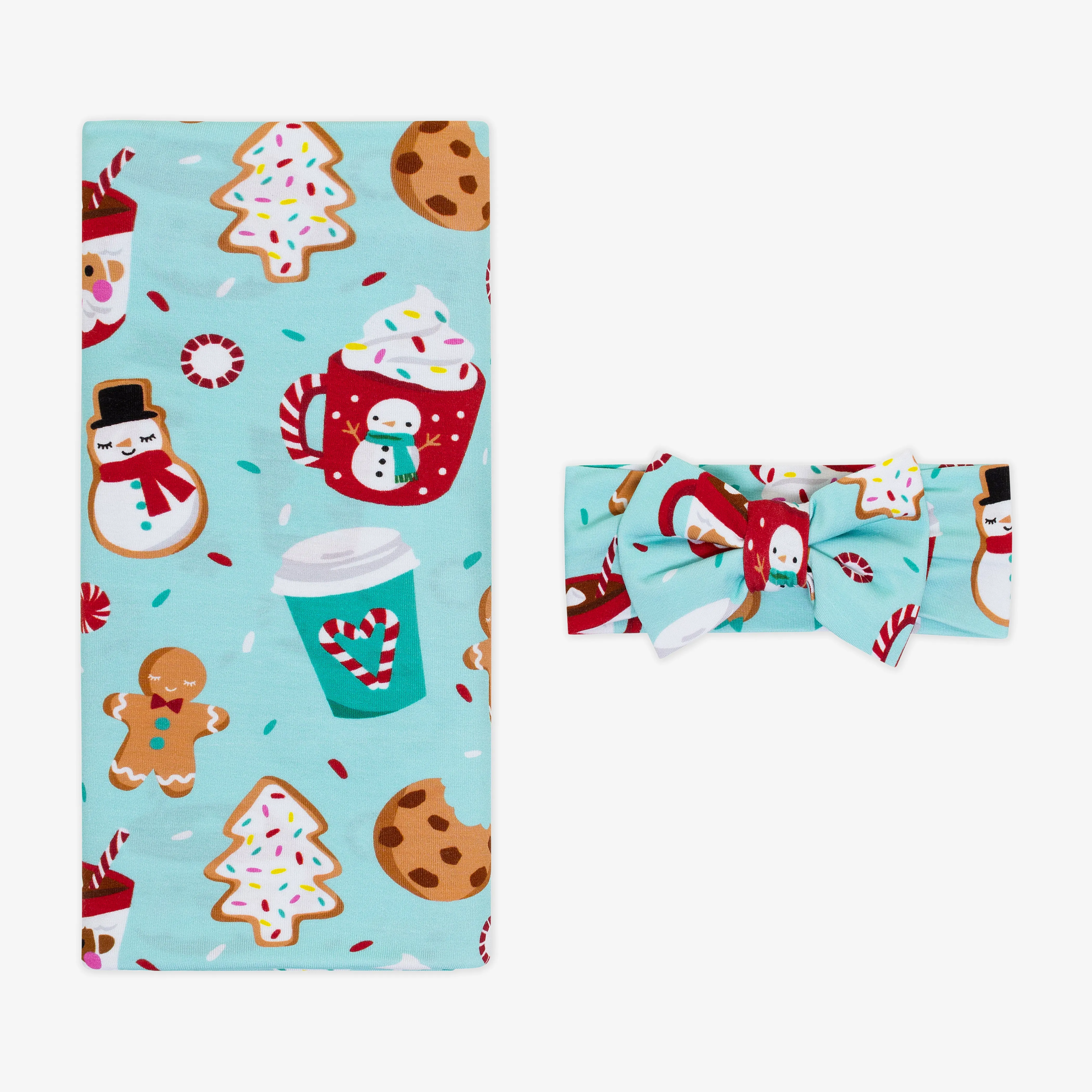 Peppermint Mocha Swaddle & Luxe Bow Headband Set