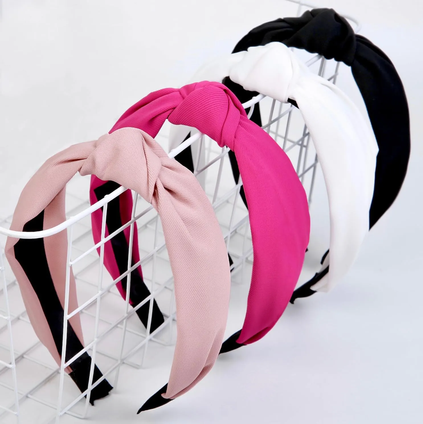 Pink Headbands for Women Girls Non Slip Cute Knotted Headbands Fashion Womens Headband Wide Top Knot Hairband for Womens Hair Pink Girls Hair Accessories for Women Valentines Day Head bands