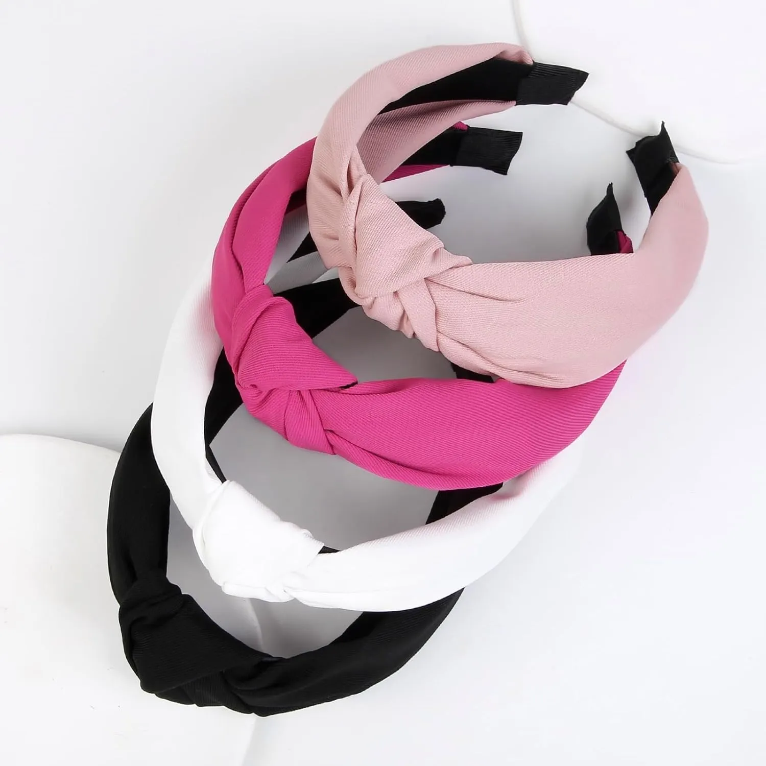 Pink Headbands for Women Girls Non Slip Cute Knotted Headbands Fashion Womens Headband Wide Top Knot Hairband for Womens Hair Pink Girls Hair Accessories for Women Valentines Day Head bands