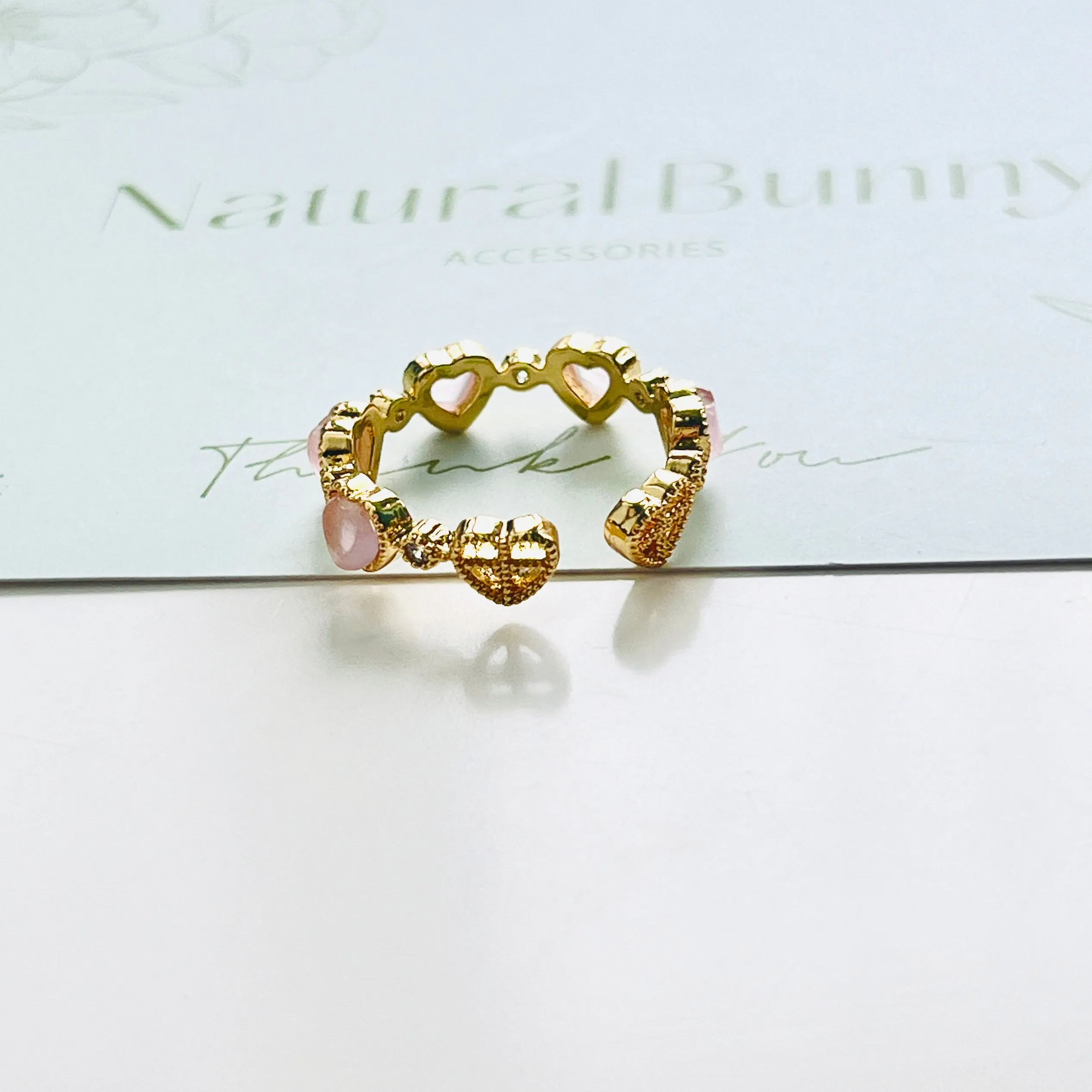Pink Heart Open Ring
