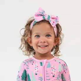 Pink Twinkling Trees Luxe Bow Headband