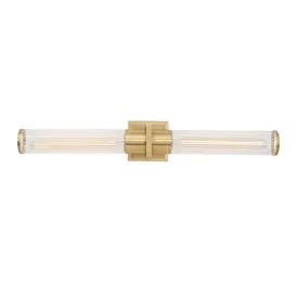 Positano-2-Light Bathroom Vanity Light-Clear Glass/Satin Brass