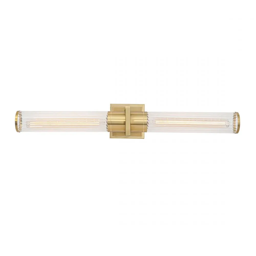 Positano-2-Light Bathroom Vanity Light-Clear Glass/Satin Brass