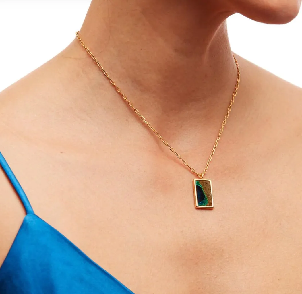 Quilt Rectangle Pendant Necklace