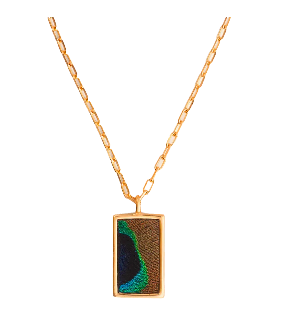 Quilt Rectangle Pendant Necklace