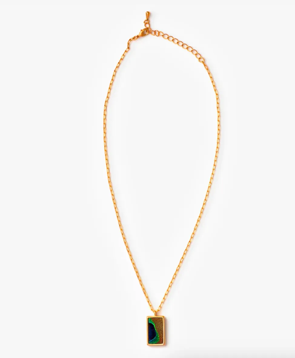 Quilt Rectangle Pendant Necklace