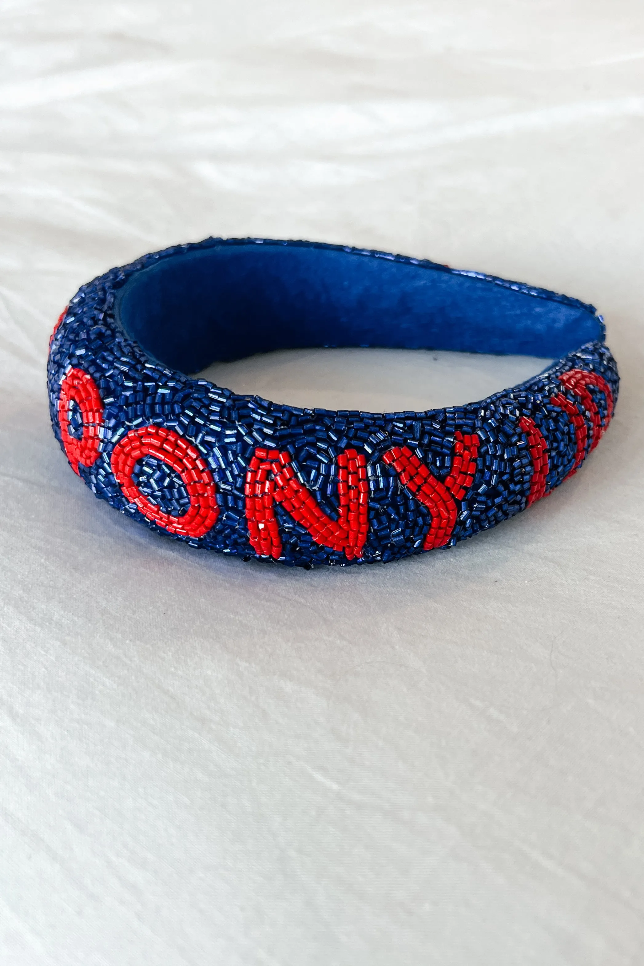 "Pony Up" Beaded Headband (Blue/Red)