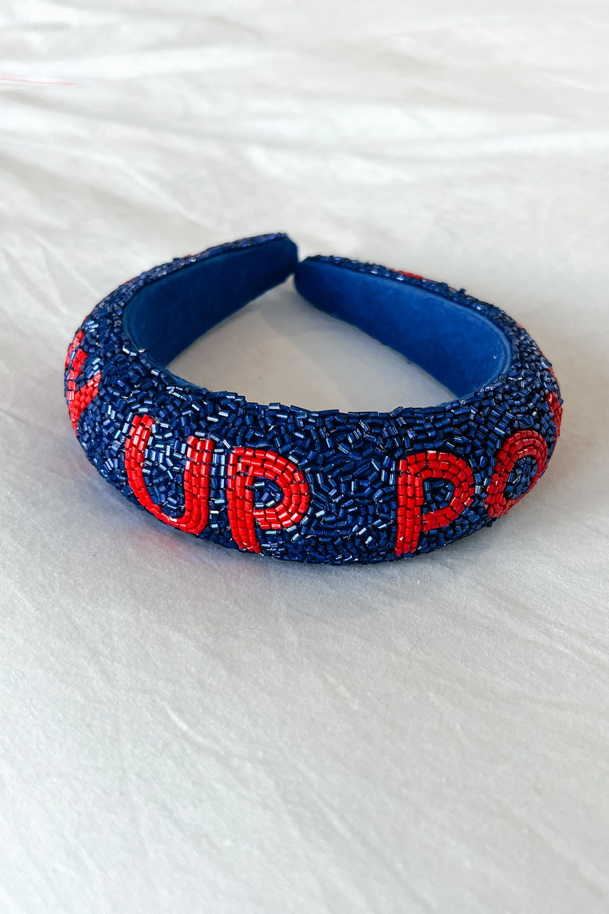 "Pony Up" Beaded Headband (Blue/Red)