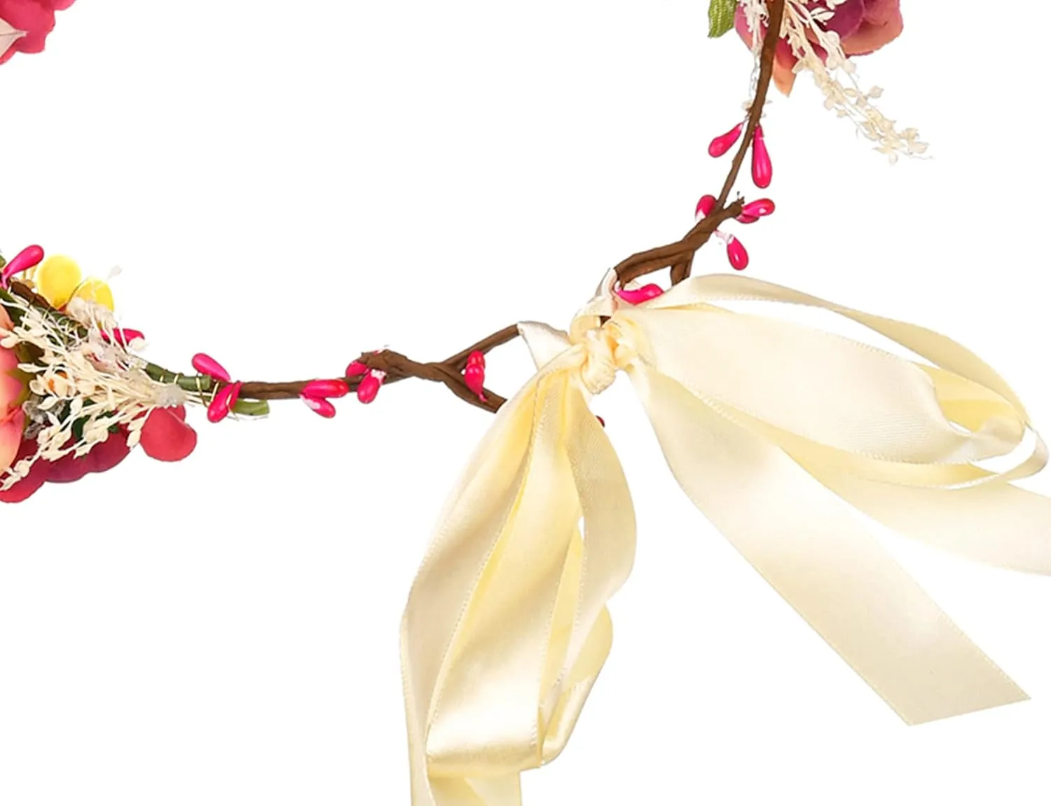 Rose Flower Crown Bridal Floral Headband Hair Wreath Flower Headpiece Halo Boho with Ribbon Wedding Party Festival Photos