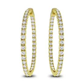 Round Diamond Hoops (6.19 ct Diamonds) in Yellow Gold