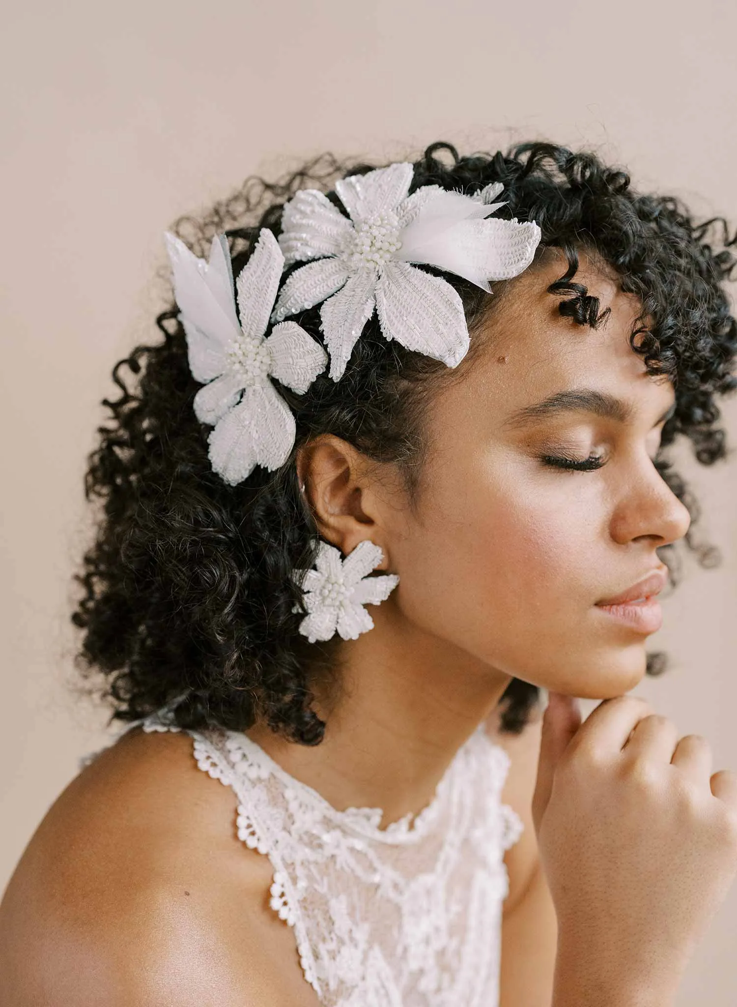 Sequin 3D flower earrings - Style #2123