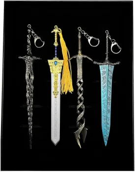 Set of 4 in 1 Sword Game Weapon Box Metal 8.7'' Royal Great Godslayer Great Dark Moonlight Great Sacred Relic Sword Cosplay Props Game Weapon Collectition Desktop Display Decoration