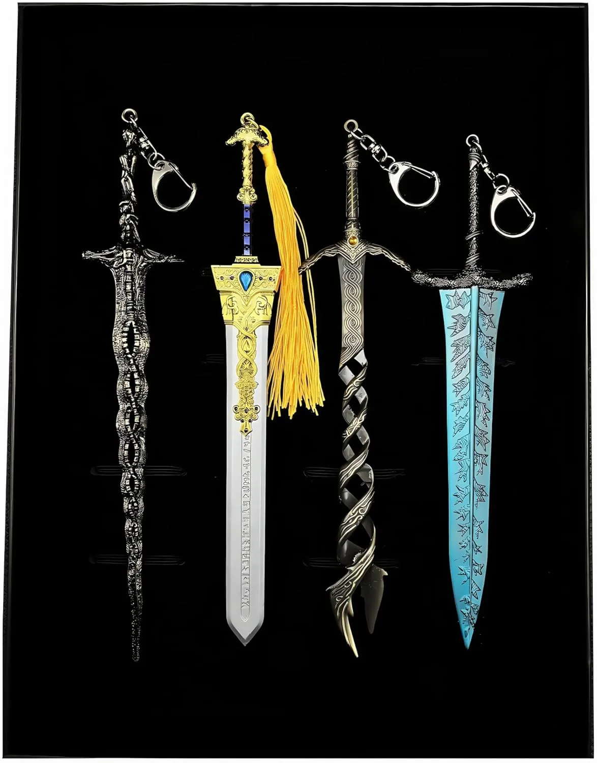 Set of 4 in 1 Sword Game Weapon Box Metal 8.7'' Royal Great Godslayer Great Dark Moonlight Great Sacred Relic Sword Cosplay Props Game Weapon Collectition Desktop Display Decoration