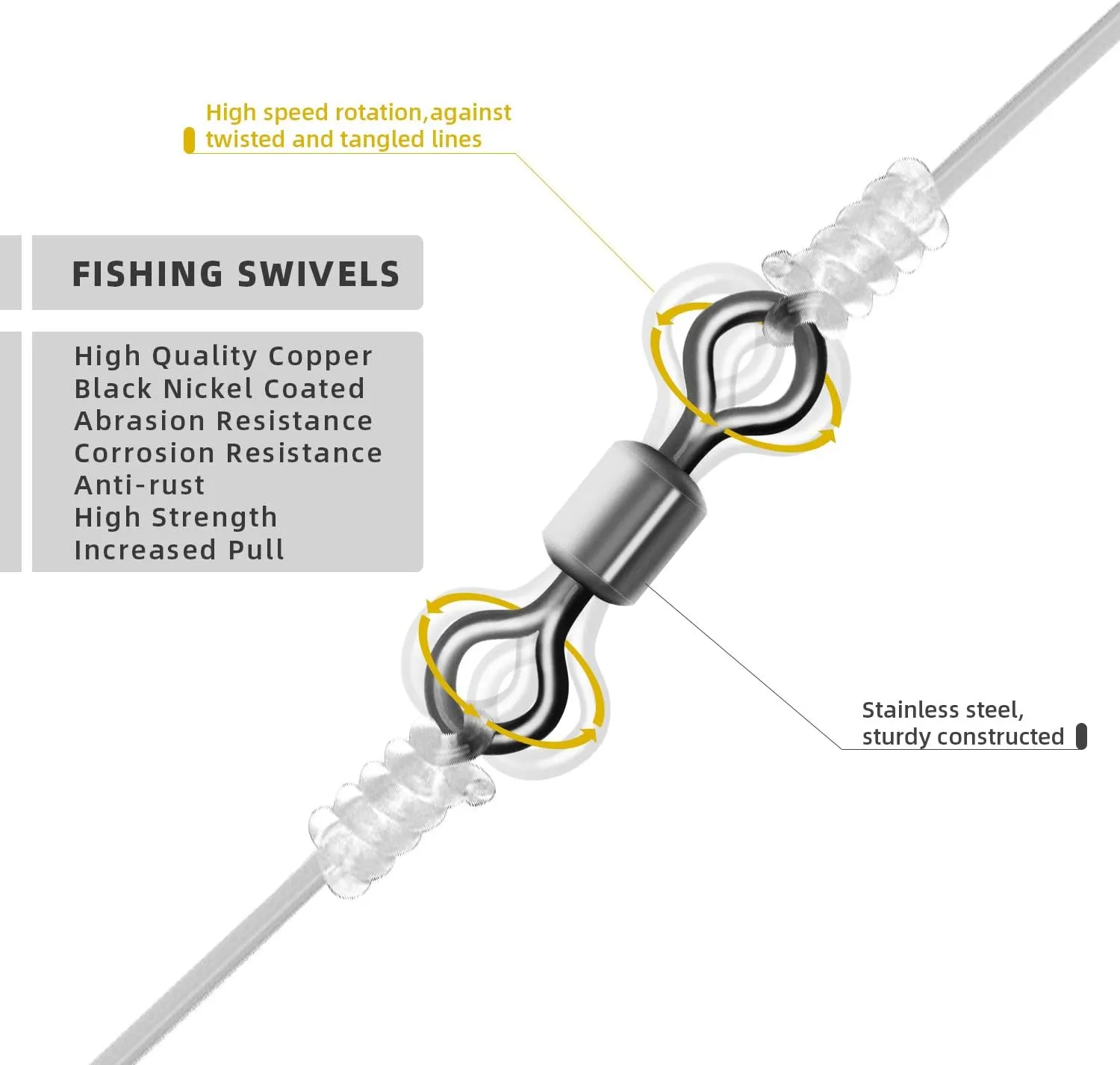 SF Fly Fishing Micro Swivels Stainless Steel Material Fishing Ball Bearing Swivels Hook line Connector Fishing Tackle Accessories 10LB-30LB