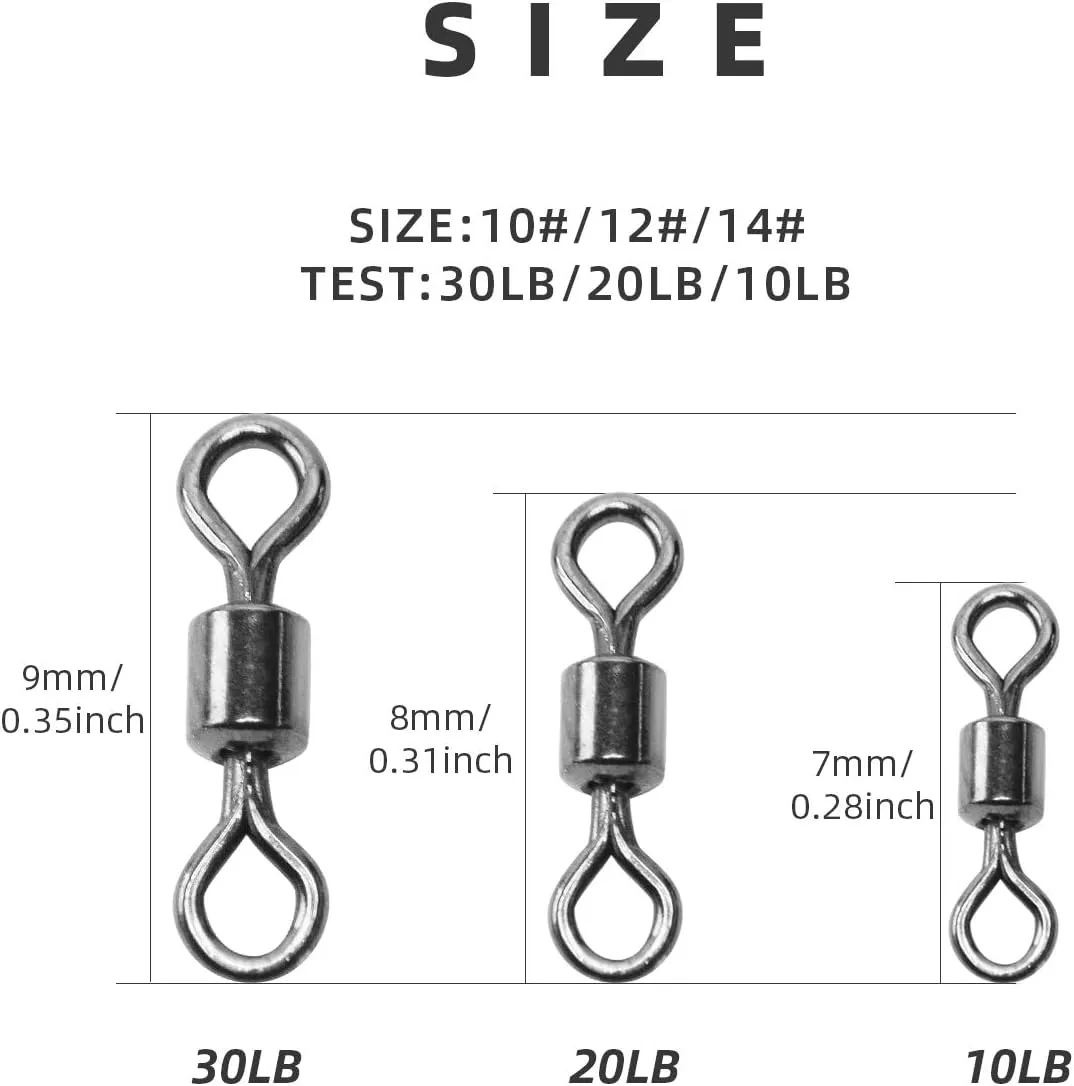 SF Fly Fishing Micro Swivels Stainless Steel Material Fishing Ball Bearing Swivels Hook line Connector Fishing Tackle Accessories 10LB-30LB