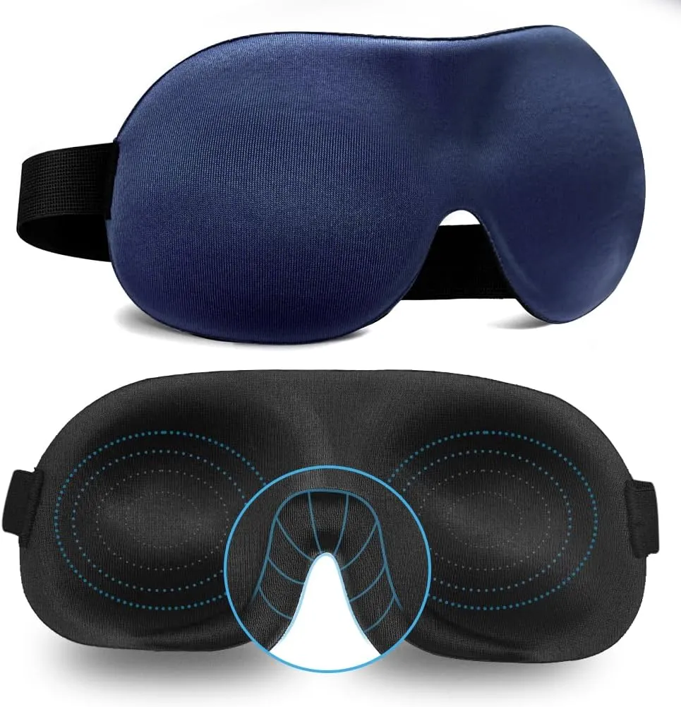 Sleep Mask Invisible Alar Deep Orbit 3D Eye Mask Ultra Lightweight & Comfortable Sleeping Mask for Travel, Nap, Shift Works,XL Deep Blue