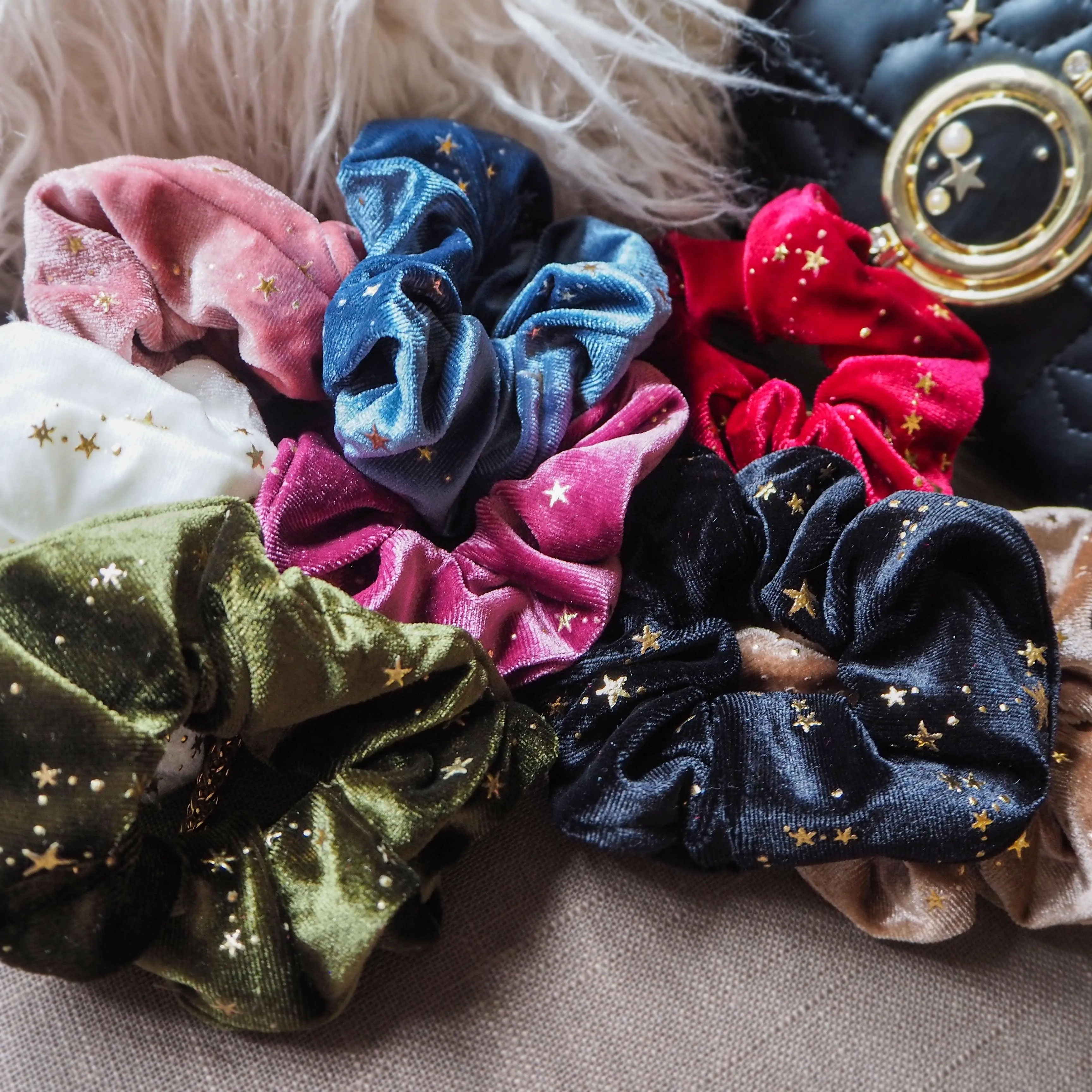 Stella Velvet Star Hair Scrunchie - Blue