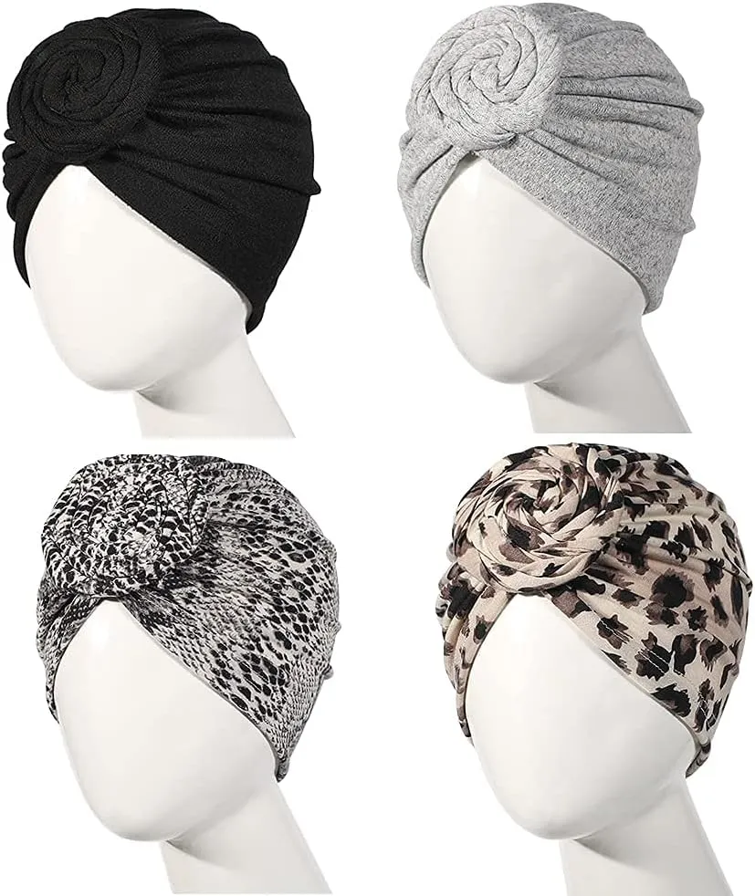 Stretch Turban Hats for Women - African Knot Headwraps Soft Pre Tied Bonnet Hair wrap Pretied for Black Women
