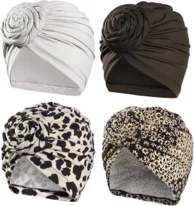 Stretch Turban Hats for Women - African Knot Headwraps Soft Pre Tied Bonnet Hair wrap Pretied for Black Women