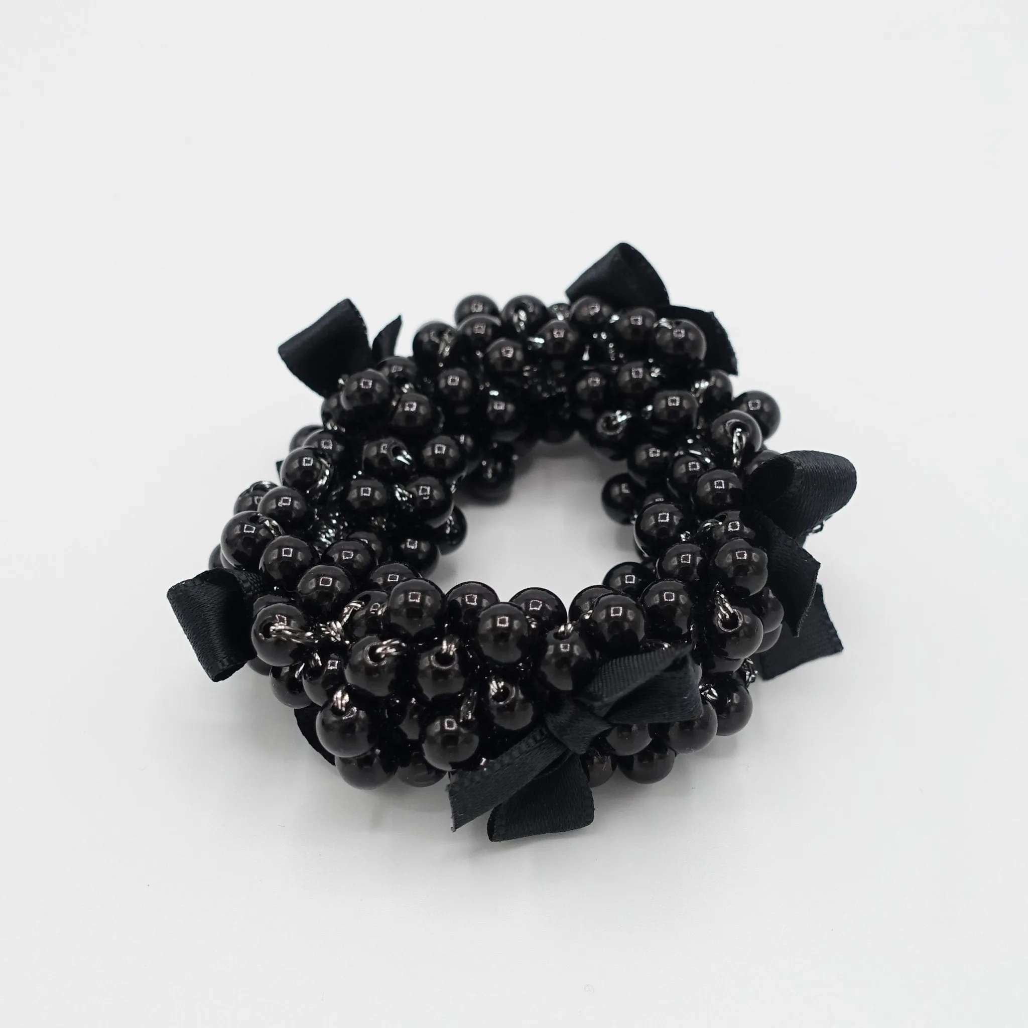 tiny bow knot sleek ball decorated ponytail holder beaded hair tie scrunchies women hair accessories