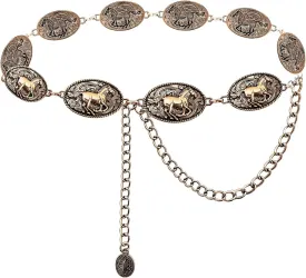 TOPACC Cowgirl Belts for Women Western Chain Belt Metal Concho Belt for Dresses Jeans Country Concert Outfit