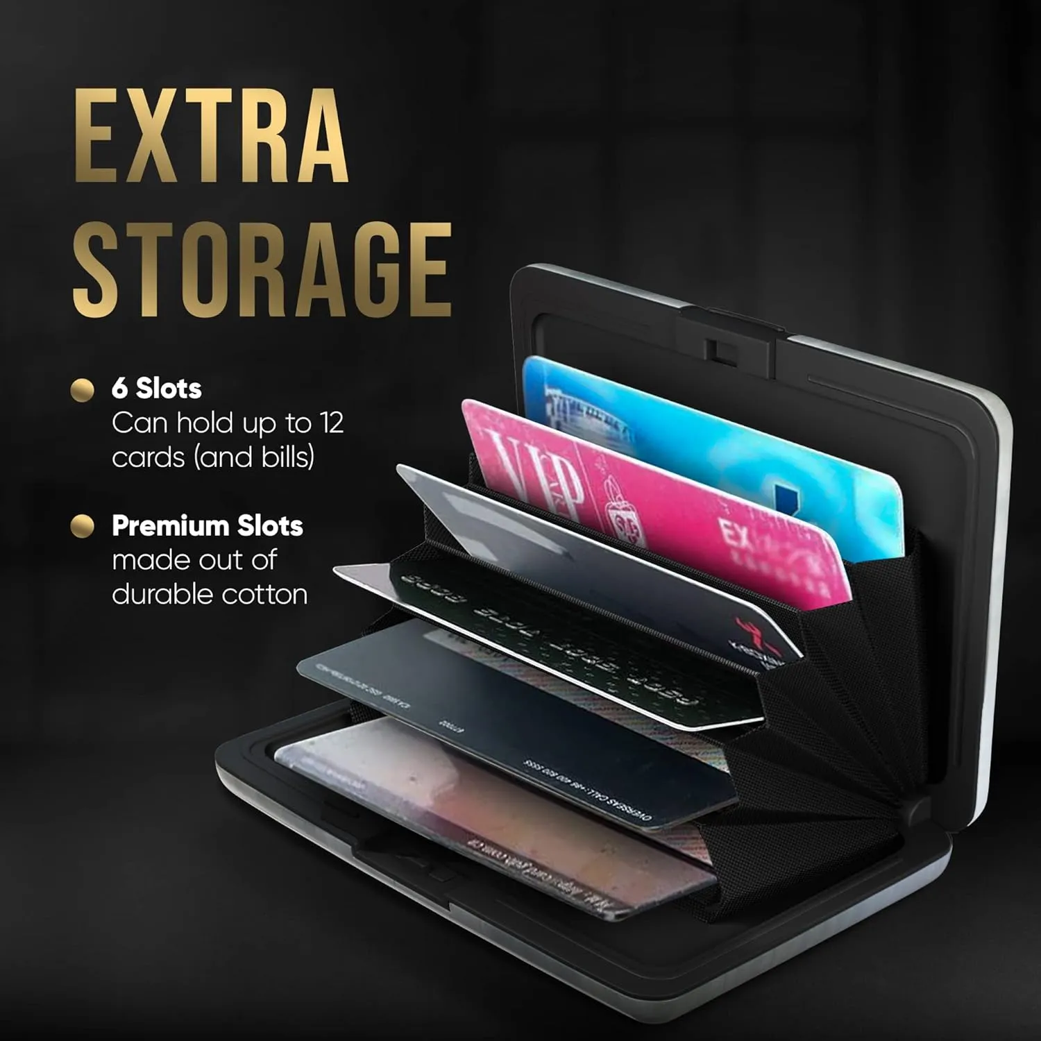 TopMost Aluminum Wallet, Card Case Wallet, Metal RFID Credit Card Holder for Men & Women, 6 Cotton Slots for 12 Cards And Bills, Rfd Protective