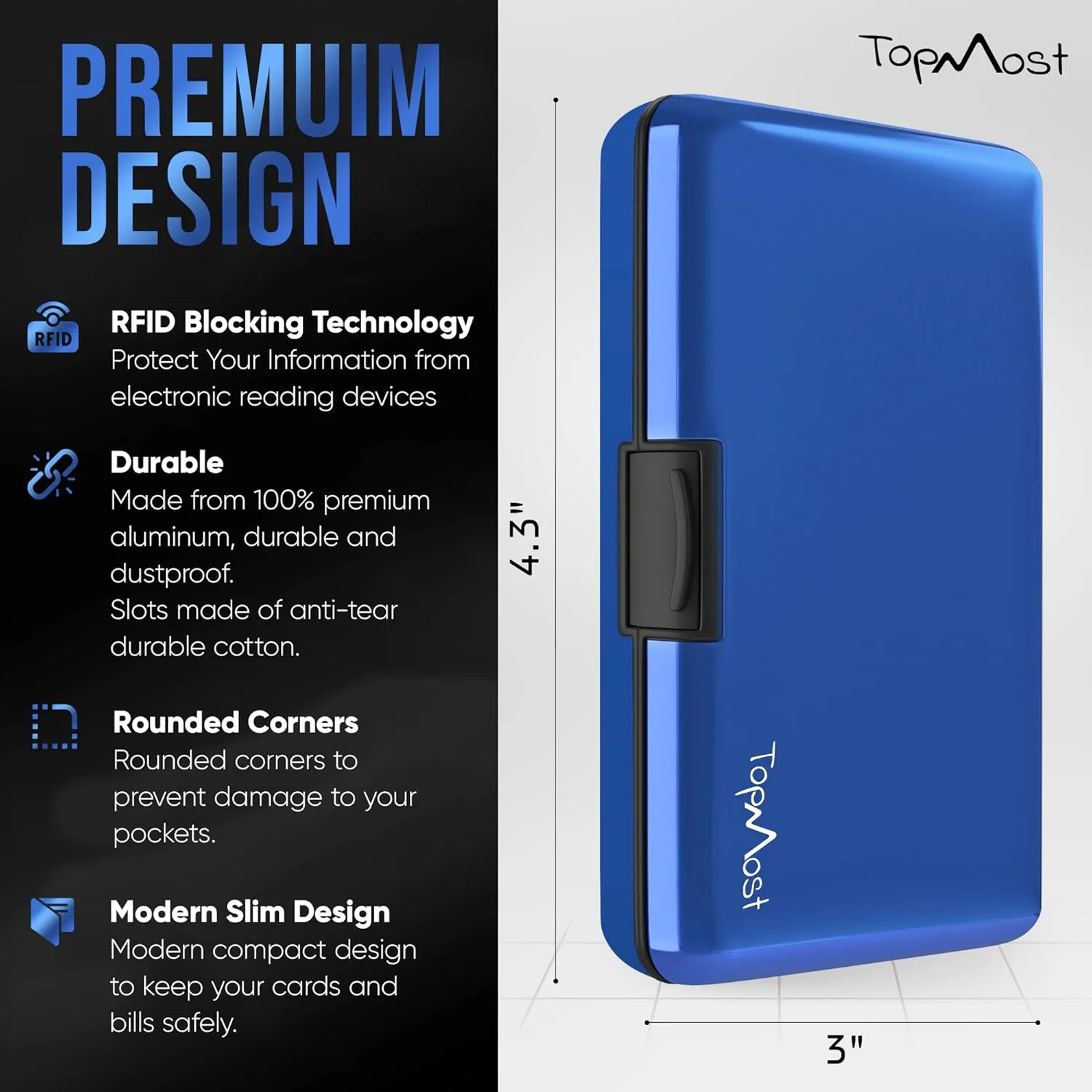 TopMost Aluminum Wallet, Card Case Wallet, Metal RFID Credit Card Holder for Men & Women, 6 Cotton Slots for 12 Cards And Bills, Rfd Protective