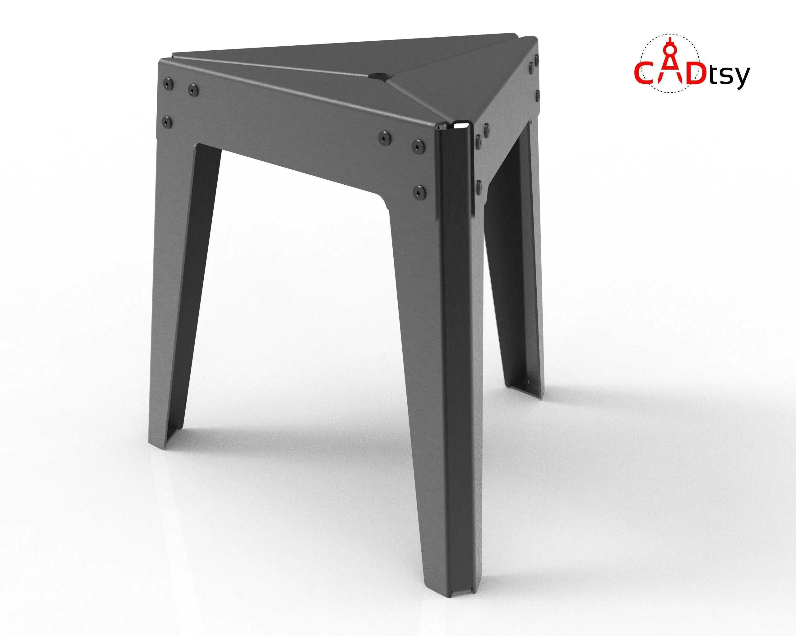 Triangle Metal Stool DXF/SVG Files for CNC Laser/Plasma Cutting. Height 470 mm (18.5")