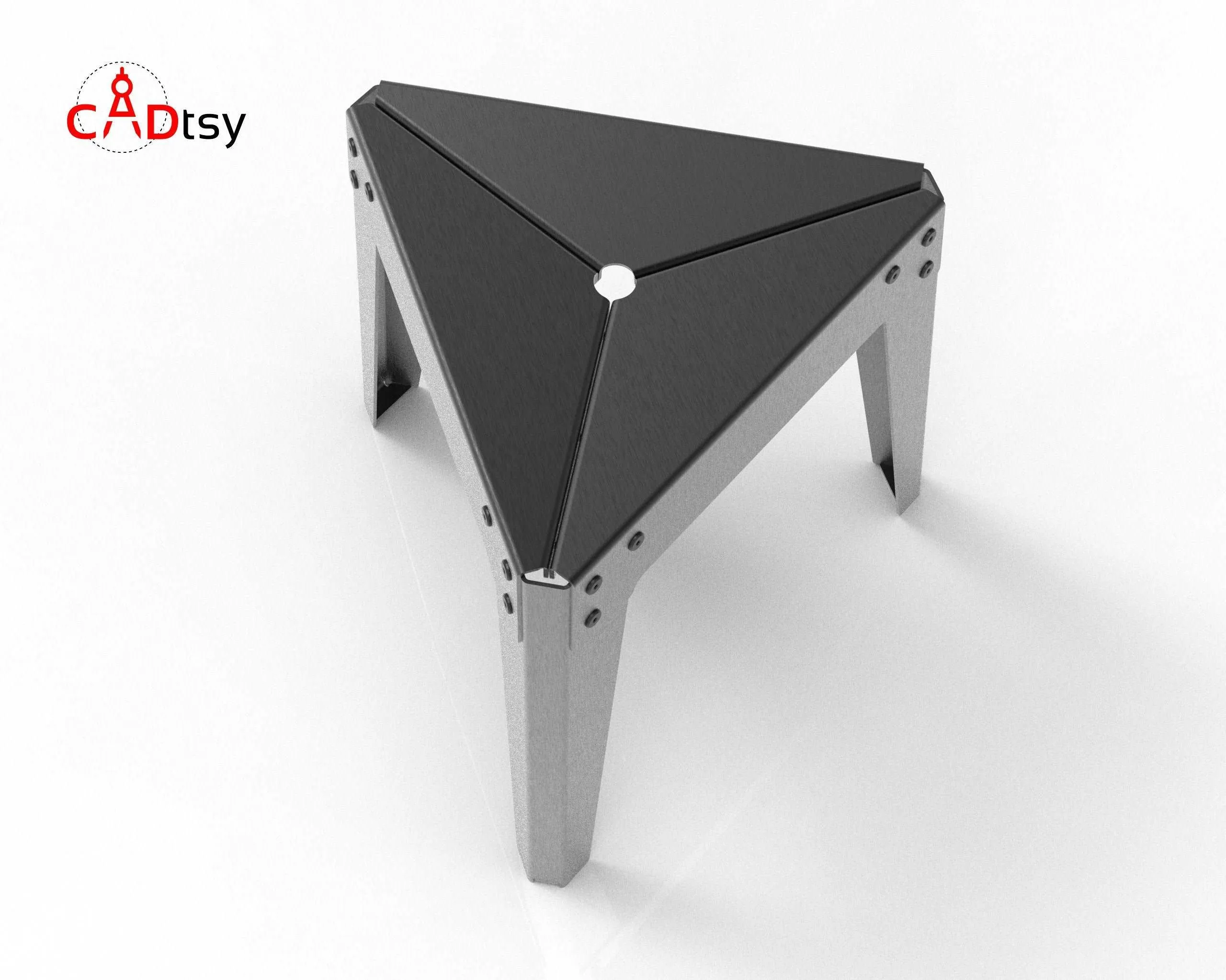 Triangle Metal Stool DXF/SVG Files for CNC Laser/Plasma Cutting. Height 470 mm (18.5")