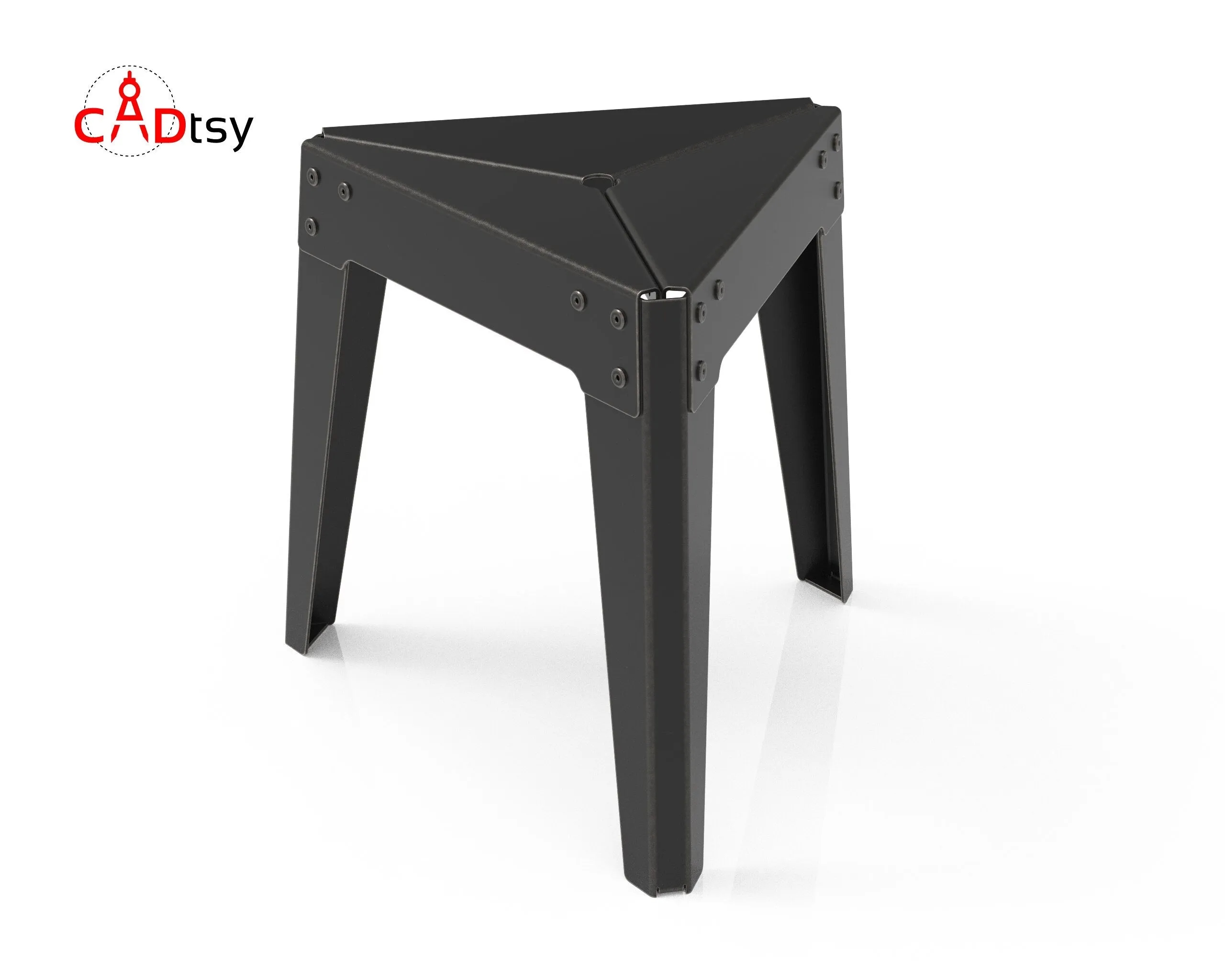 Triangle Metal Stool DXF/SVG Files for CNC Laser/Plasma Cutting. Height 470 mm (18.5")