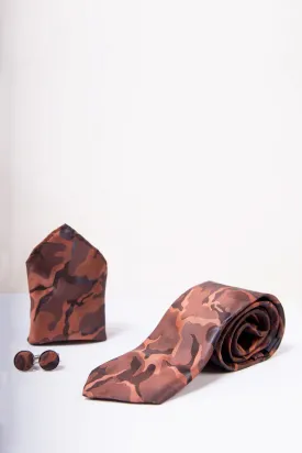 TS ARMY - Copper Camouflage Tie and Pocket Square Set