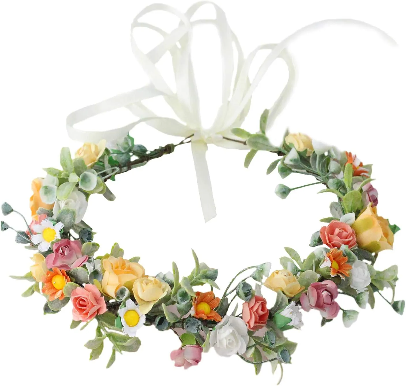 Vivivalue Women Flower Crown Girl Flower Headband Floral Headpiece Halo Wedding Party Photos