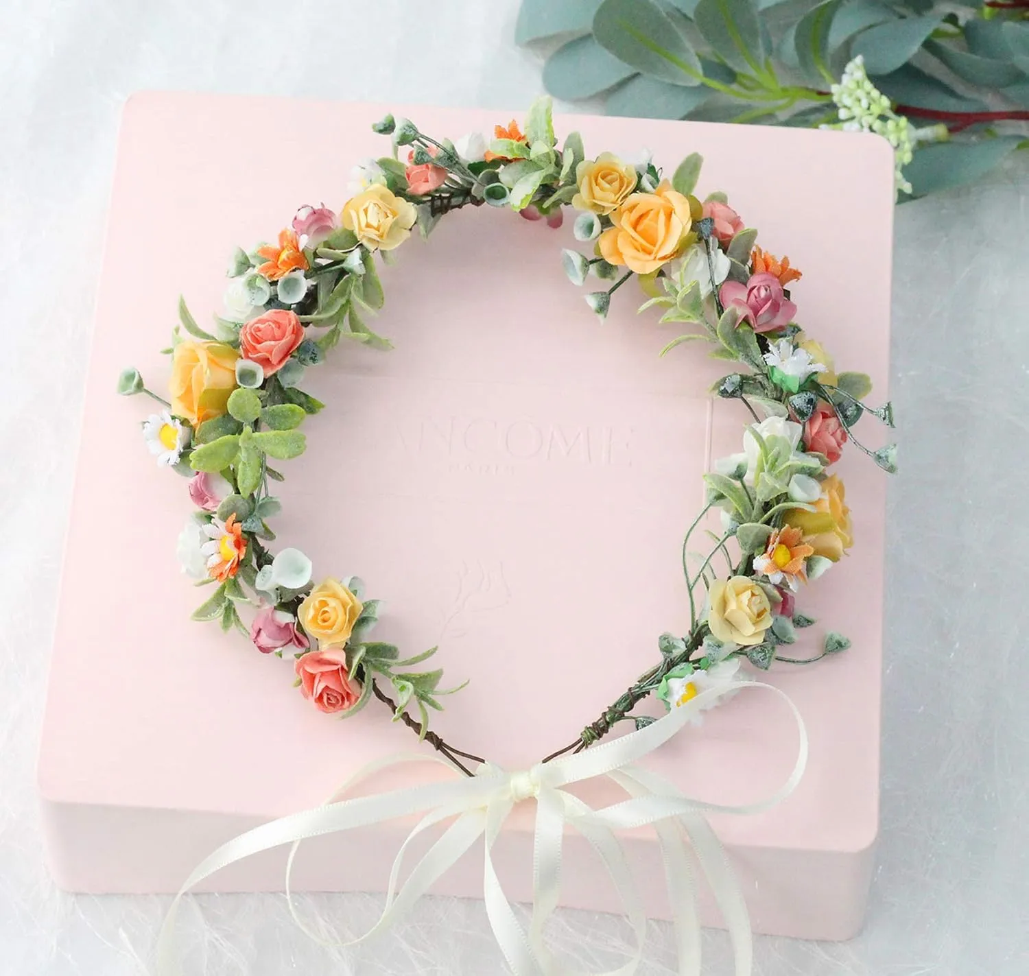 Vivivalue Women Flower Crown Girl Flower Headband Floral Headpiece Halo Wedding Party Photos