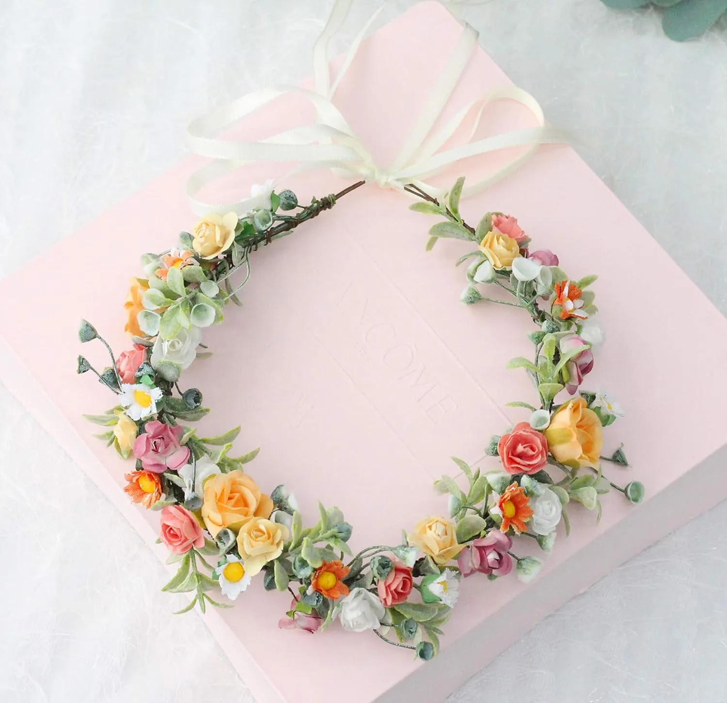Vivivalue Women Flower Crown Girl Flower Headband Floral Headpiece Halo Wedding Party Photos