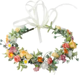 Vivivalue Women Flower Crown Girl Flower Headband Floral Headpiece Halo Wedding Party Photos
