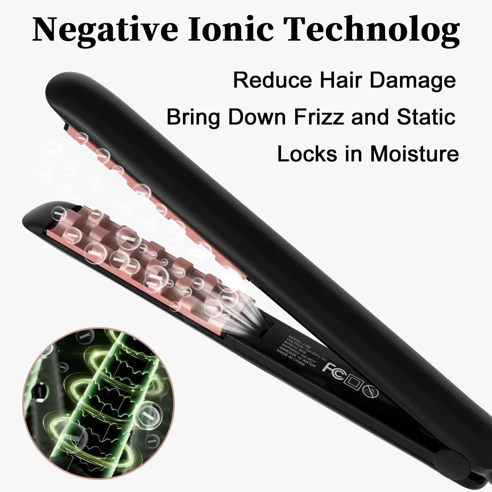 Volumizing Ceramic Hair Iron with PTC Heating and Negative Ionic Technology