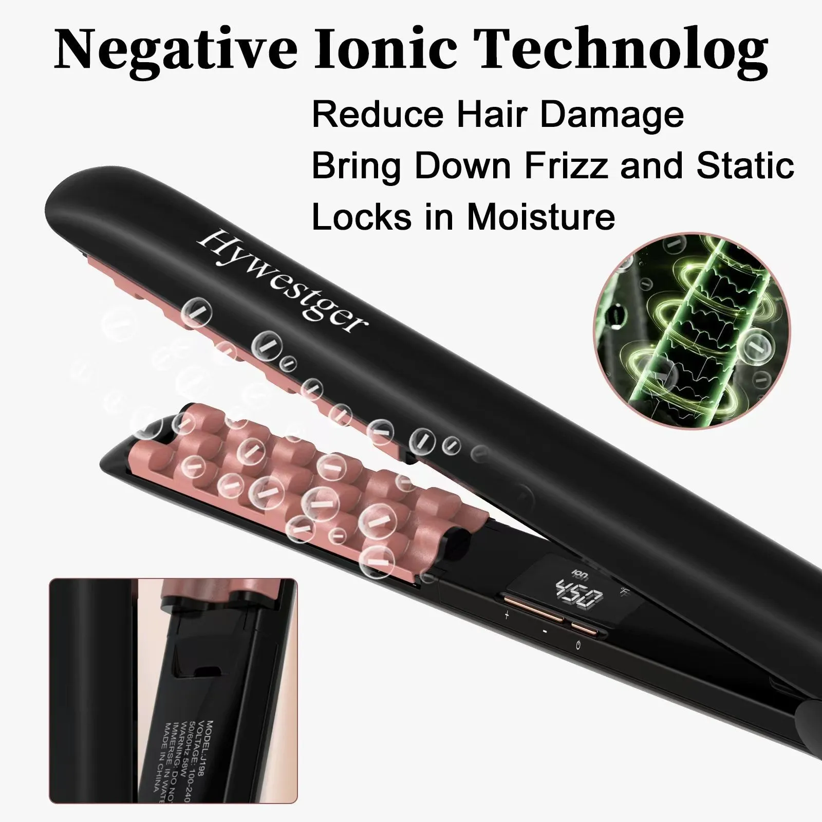 Volumizing Ceramic Hair Iron with PTC Heating and Negative Ionic Technology