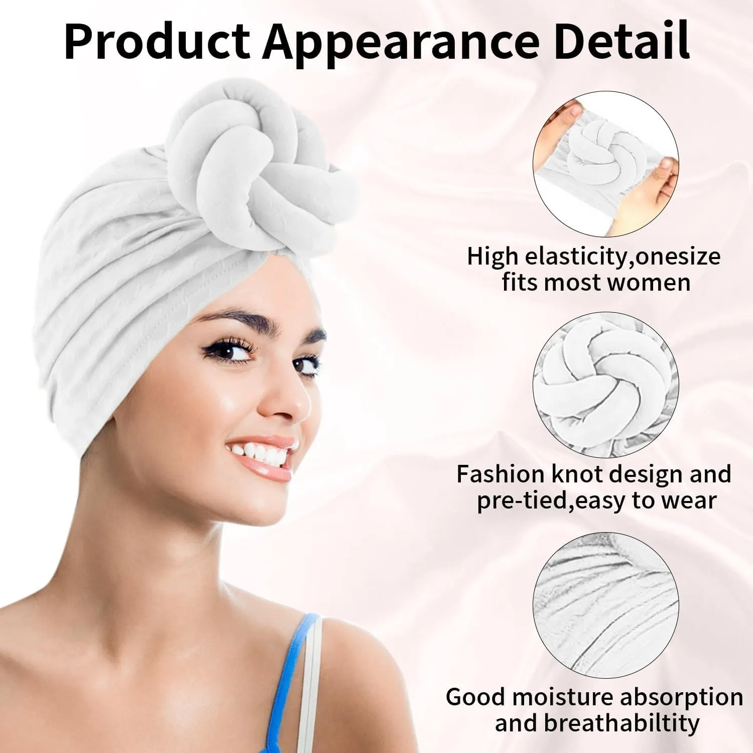 Women Turbans and Head Wraps, Women African Turban Flower Knot Pre-Tied Bonnet Beanie Cap Headwrap