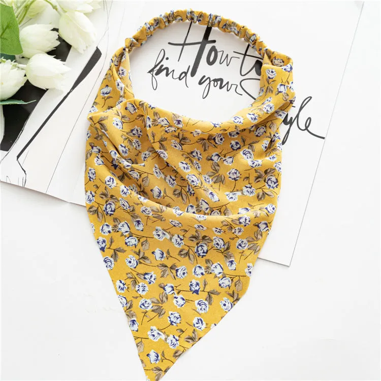 Women's Square Scarf Elastic Ribbon Hair Accessories