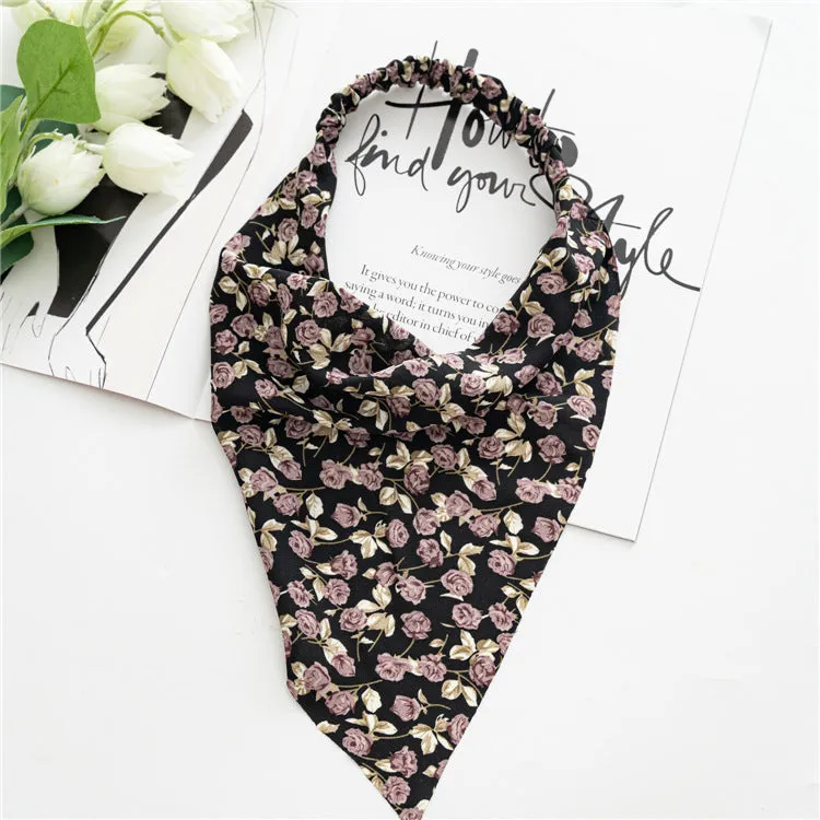 Women's Square Scarf Elastic Ribbon Hair Accessories