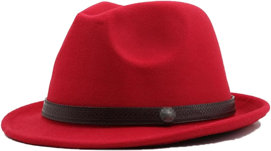 Woolen Women Fedora Hat Men Vintage Church Bowler Black White Wide Brim Classic Jazz Caps