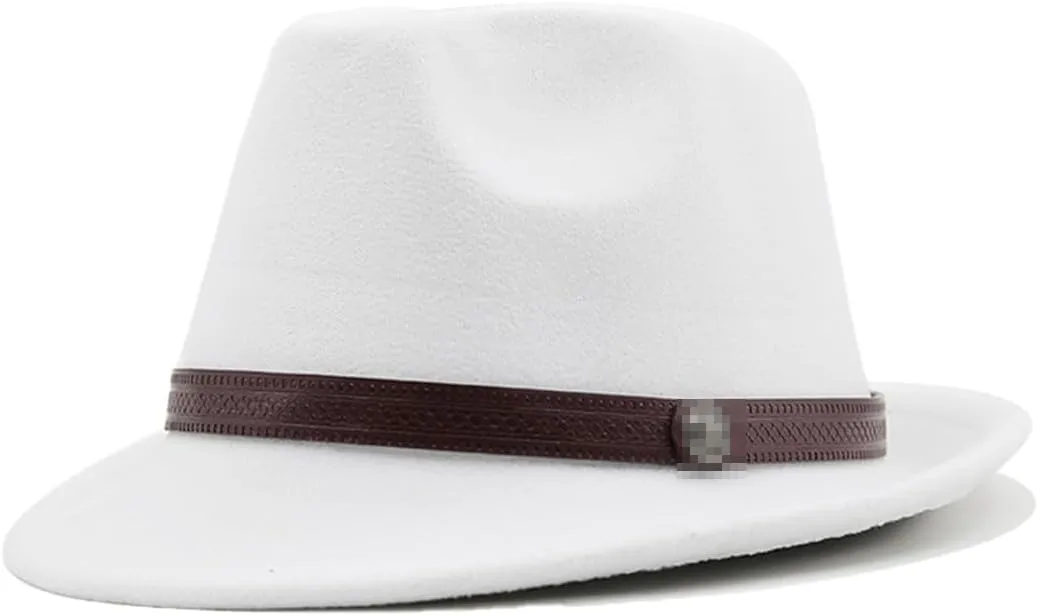 Woolen Women Fedora Hat Men Vintage Church Bowler Black White Wide Brim Classic Jazz Caps