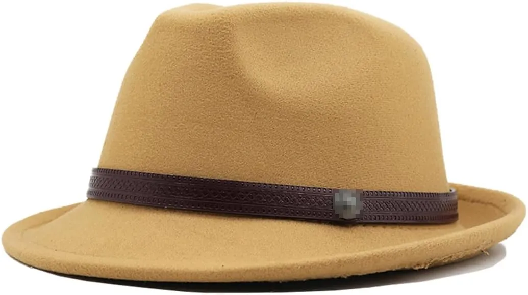 Woolen Women Fedora Hat Men Vintage Church Bowler Black White Wide Brim Classic Jazz Caps
