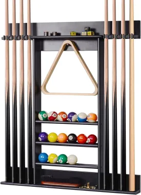 XCSOURCE Pool Stick Holder, Pool Cue Rack Wall Mount, 8 Pool Cue Holder Wall Billiard Cue Rack, Made of 100% Solid Pine Wood, Pool Table Accessories for Billiard Room or Club (Cue Rack Only)
