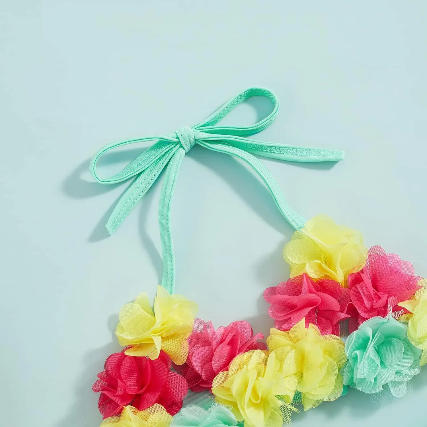 Yccutest Infant Baby Girl Flower Swimsuit 3Pcs Halter Triangle Tops Ruffle Bottoms Sun Hat Bikini Set Bathing Suit Swimwear