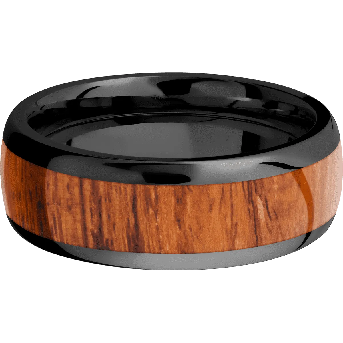 Zirconium with Polish Finish and Desert Iron Wood Inlay