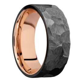 Zirconium with Rock Finish and 14K Rose Gold